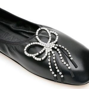 Loewe Crystal-Embellished Leather Ballet Flats Size 39